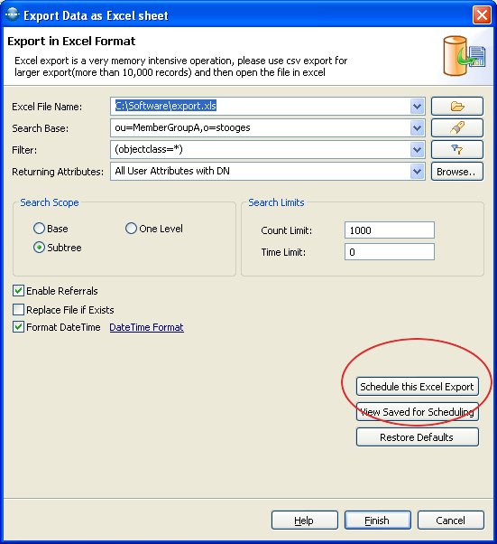 Schedule Ldap export to excel